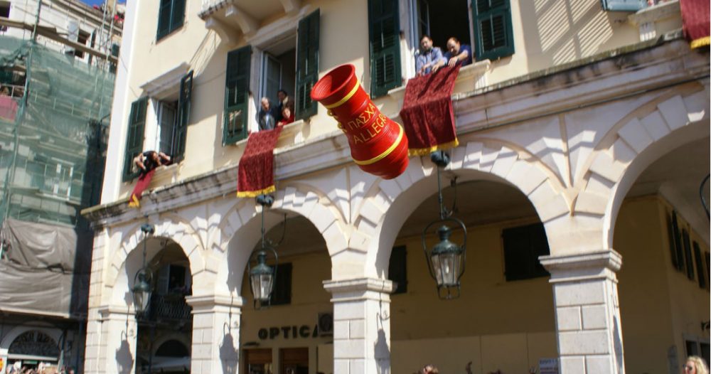 botides are thrown from the balconies in Corfu at Easter