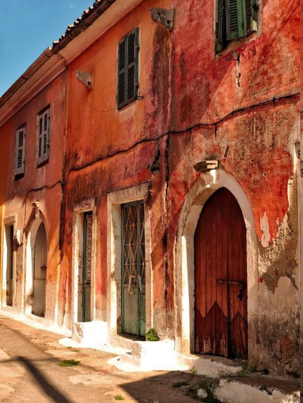 old houses in sinarades, corfu